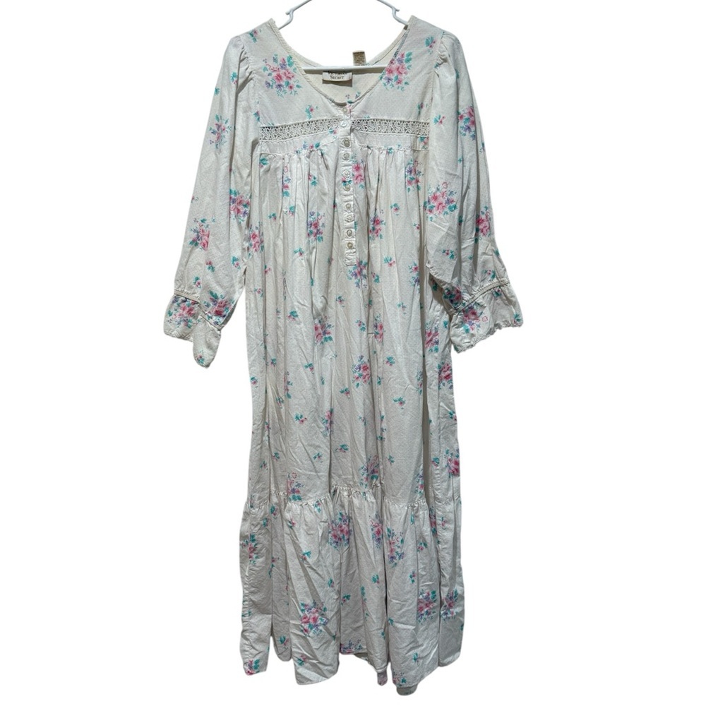 VTG Victoria's Secret Gold Label Night Dress S Small Floral‎ Prairie Traditional
